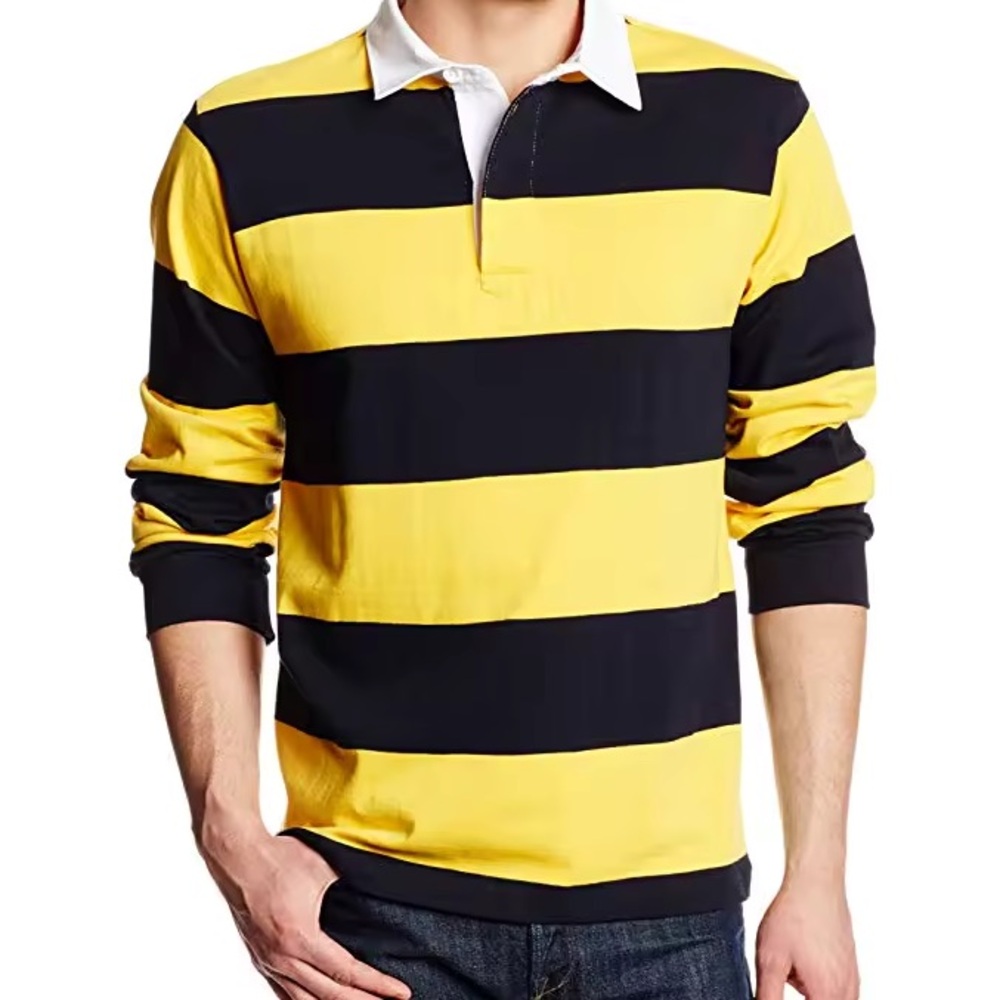 NWT SIZE L Piombo Casual Shirt with Yellow and Black Stripes